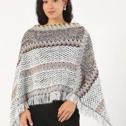 SHOWOFF Grey Acrylic Self Poncho-image-42