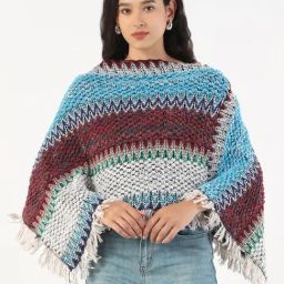 SHOWOFF Multi Acrylic Self Poncho-13
