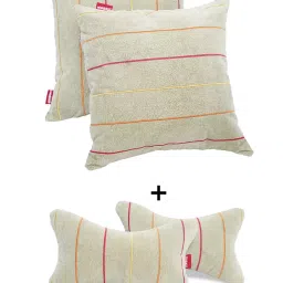 Elegant Beige Comfy Pillow And Neck Rest Liner CU06 Set of 4-image-56