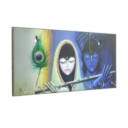 eCraftIndia Radhe Krishna Theme Wooden Key Holder with 7 Hooks image 4
