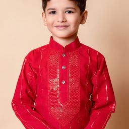 NFC CREATION Boys Embroidered Regular Sequinned Kurta with Patiala image 2