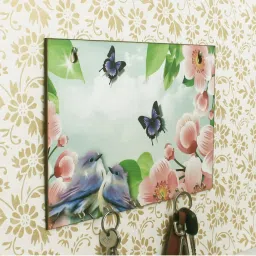 eCraftIndia Naturre View Theme Wooden Key Holder with 6 Hooks image 1