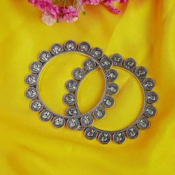 Panash Silver Plated Oxidized Bangles Set of 2-37
