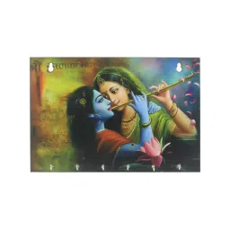 eCraftIndia Radhe Krishna Theme Wooden Key Holder with 6 Hooks image 2