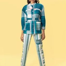 Anushe Pirani White & Teal Of Myriad Minds Safari Pants-picture-31