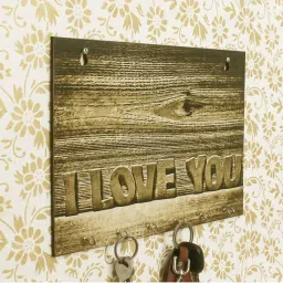 eCraftIndia Abstract Theme Wooden Key Holder with 6 Hooks image 1