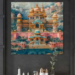 999Store Multicolor Canvas A Richly Detailed Illustration Of A Grand Indian Palace Painting-5