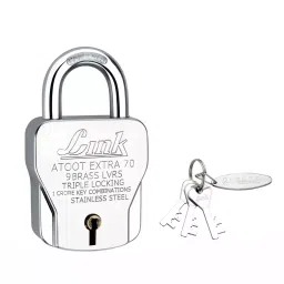 Link Atoot Extra 70 mm Stainless Steel Body Polished Finish 3 Keys Each Padlock (Pack of 5 Pcs)-45