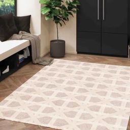 Obsessions Cream Non-Shedding Polypropylene Geometric Carpet - Large-28