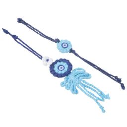NVR Blue Evil Eye Floral Bhaiya Bhabhi Rakhi With Roli Chawal Chandan & Mishri image 2