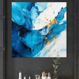999Store Blue Canvas Abstract Waves Painting-image-2