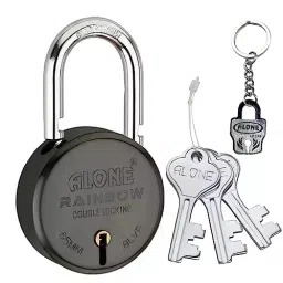 ALONE LOCKS Rainbow 65 mm Alloy Steel ‎Black Matt Antique 3 Keys Double Locking Padlock-44