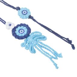 NVR Blue Evil Eye Floral Bhaiya Bhabhi Rakhi With Roli Chawal Chandan & Mishri image 3