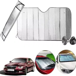 Auto Pearl F232 Dashboard Sun Shade Cover with Suction Cup for Skoda Superb (Silver)-41