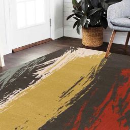 Obsessions Olive Power Loomed Anti-Static Abstract Carpet - Large-image-72