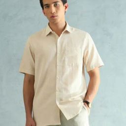 Arrow Beige Cotton Regular Fit Shirt-picture-12