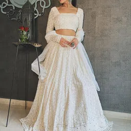 JIHU CULTURE Embroidered Sequinned Semi-Stitched Lehenga & Unstitched Blouse With Dupatta-picture-25