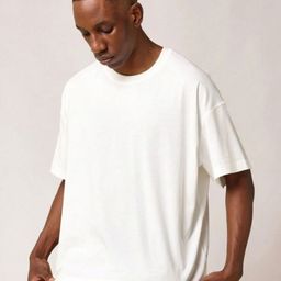 SMAN Men Solid Round Neck Cotton Oversized T-shirt-image-53