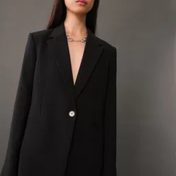 MANGO Notched Lapel Longline Formal Blazer-28