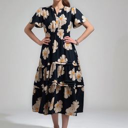 CORSICA Women Floral Print Pleated Detail Fit & Flare Midi Dress-picture-45