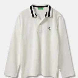 United Colors of Benetton Kids White Cotton Regular Fit Full Sleeves Polo T-Shirt-image-91