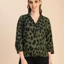 Moomaya Olive Printed Top-image-35