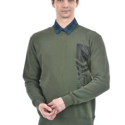 Numero Uno Olive Regular Fit Printed Sweatshirt-image-6