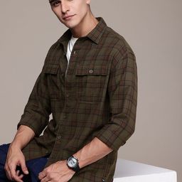 WROGN Pure Cotton Oversized Checked Casual Shirt-image-39