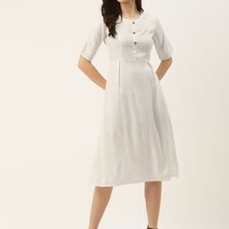 BRINNS White Solid Flared Dress-image-72