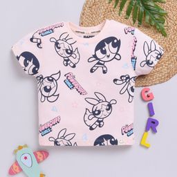 Happy Faces Kids Girls Powerpuff Girls Printed Pure Cotton T-Shirt-image-84