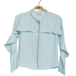 Peppermint Girls Striped Mandarin Collar Cuffed Sleeves Shirt Style Top-picture-28