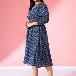 Krunal Raiyani Floral Print Applique Crepe Fit & Flare Maxi Dress-image-50