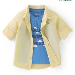 Babyoye 100% Cotton Full Sleeves Solid Dyed Shirt with Inner Tee - Yellow-image-92