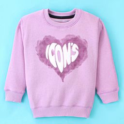 Doreme Fleece Full Sleeves Text Printed Sweatshirt - Iris Lilac-image-91
