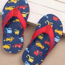 Cute Walk by Babyhug Slip On Flip Flops JCB Print - Blue-picture-38