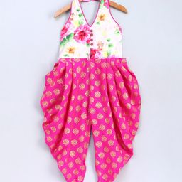 Twisha Sleeveless Floral & Foil Printed Dhoti Style Jumpsuit - Pink-image-41