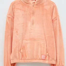 LC Waikiki Full Sleeves High Collar Solid Sweatshirt - Coral Peach-picture-13