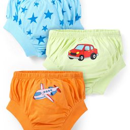 Doodle Poodle 100% Cotton Vehicle & Star Printed Briefs Pack of 3 - Limegreen Light Blue & Orange-picture-12