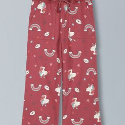 Plum Tree Cotton Rainbow & Unicorn Printed Trousers - Maroon-image-15