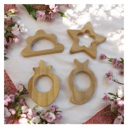 neemtoys Pack of 4 Neem Wooden Teethers For Babies |Star, Cloud, Strawberry & Mango-10