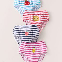 Bodycare Cotton Knit Striped & Strawberry Printed Panties Pack of 4 - Blue & Red-image-135