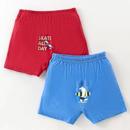 Revvo Junior Single Jersey Knit Printed Boxers Pack Of 2 - Red & Blue-19
