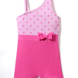 Babyhug Water Repellant Sleeveless Legged Swimsuit With Polka Dots & Bow Applique - Pink-image-68