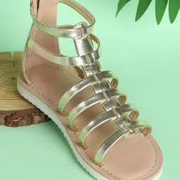 Aria+Nica Metallic Gladiator Sandals With Zipper Closure - Gold-picture-31