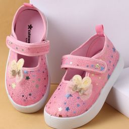 Cute Walk by Babyhug Casual Shoes with Velcro Closure Star Print & Bunny Ear Bow Applique - Pink-image-63
