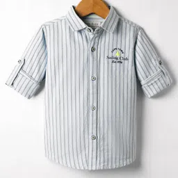 JASH KIDS Twill Woven Full Sleeves Striped Shirt - Blue-picture-40