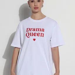SHOWOFF Women Typography Printed Round Neck Cotton Relaxed Fit T-shirt-image-98