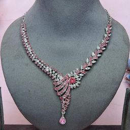 VATSALYA creation Rhodium-Plated Artificial Stone Studded Jewellery Set-25