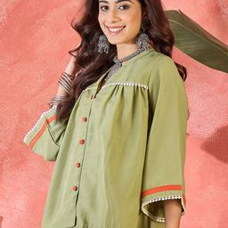 Sangria Women Mandarin Collar Shirt Type Top-image-23