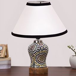 Devansh White Wood Frusturical Shaped Table Lamp image 3